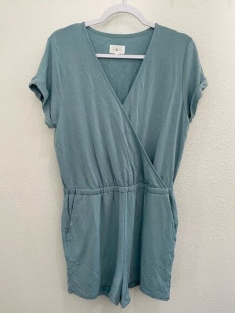 Lou & Grey Lounge Soft Romper Relaxed Pockets Blue